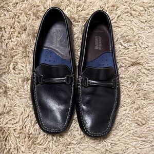 Johnston & Murphy Black Leather Slip-On Loafers